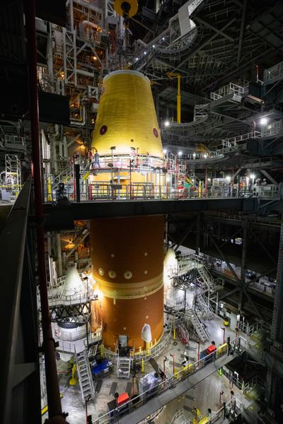LVSA lowered onto the core stage